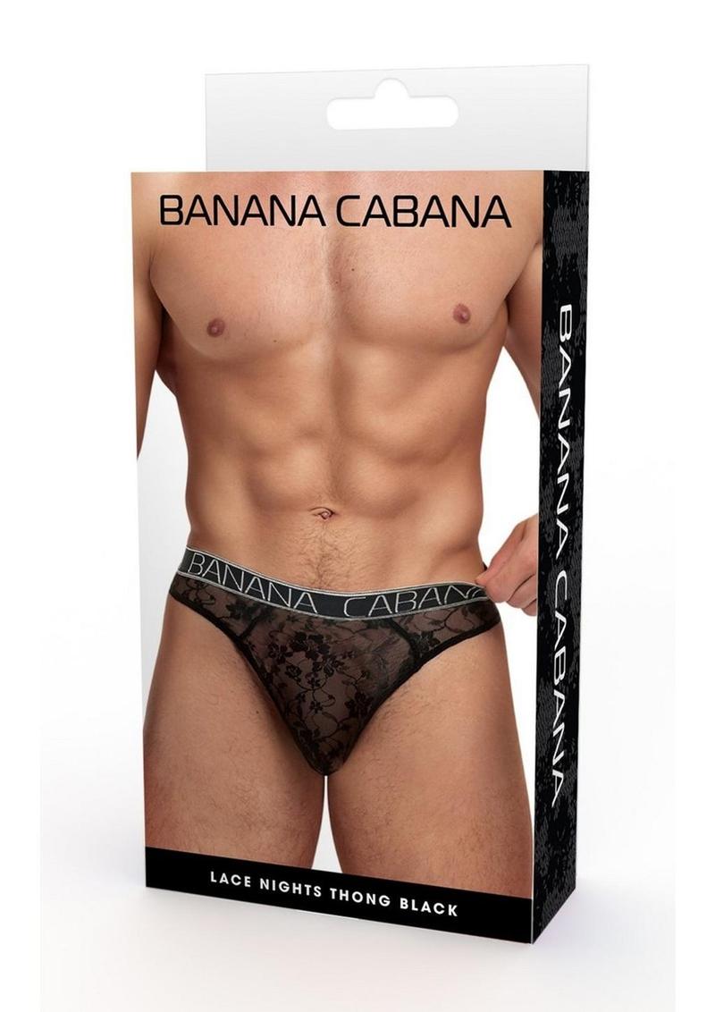Banana Cabana Lace Nights Thong Sheer Floral Lace for Men