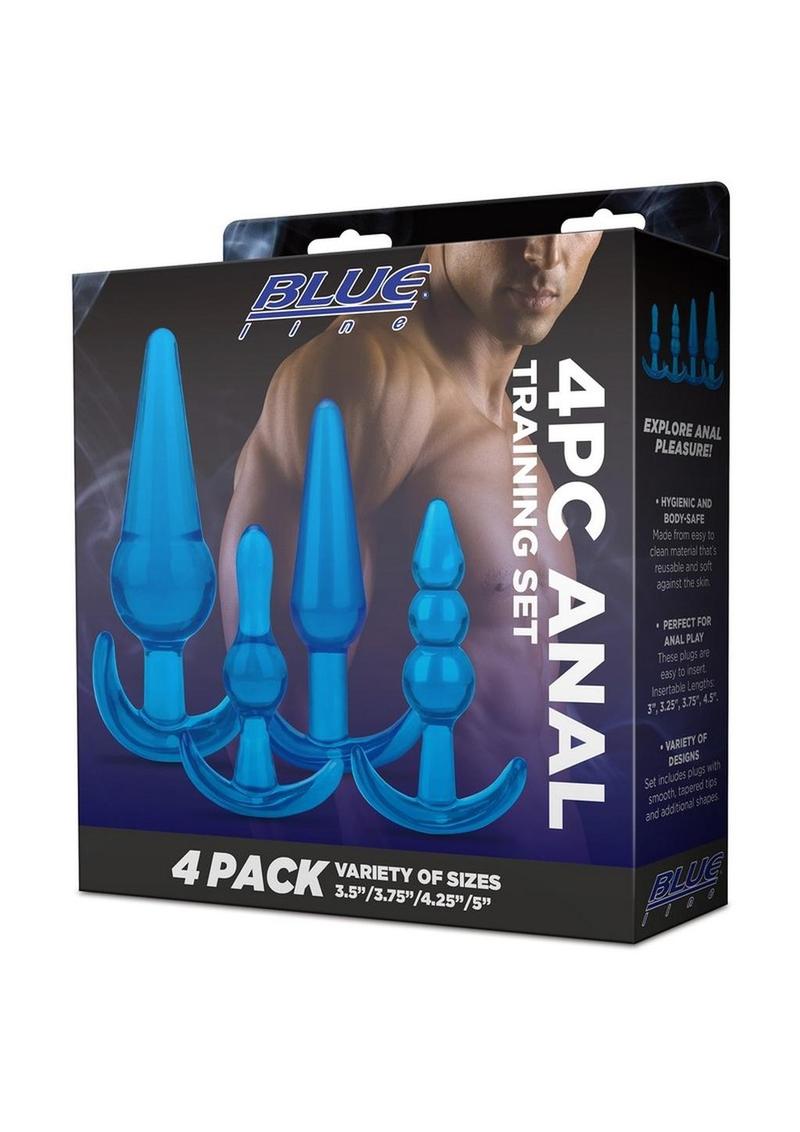 Blue Line 4PC Anal Training Set Silicone Butt Plugs