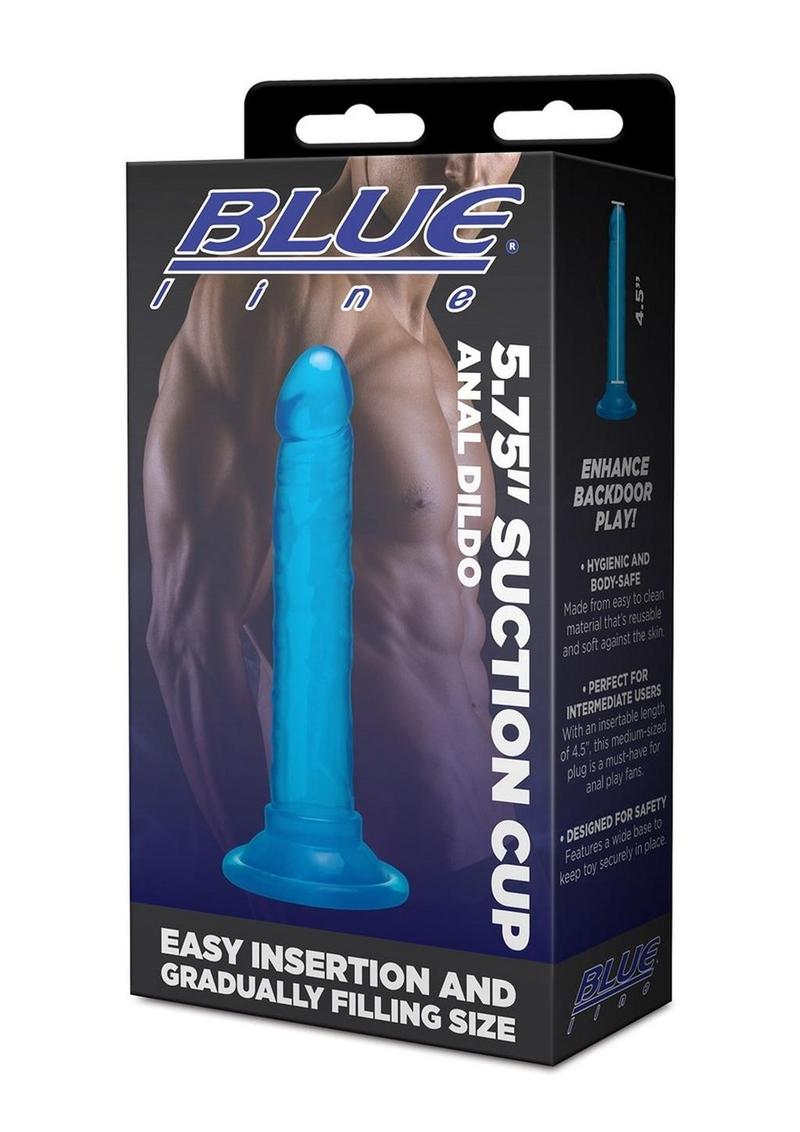 Blue Line Suction Cup Anal Dildo - Blue