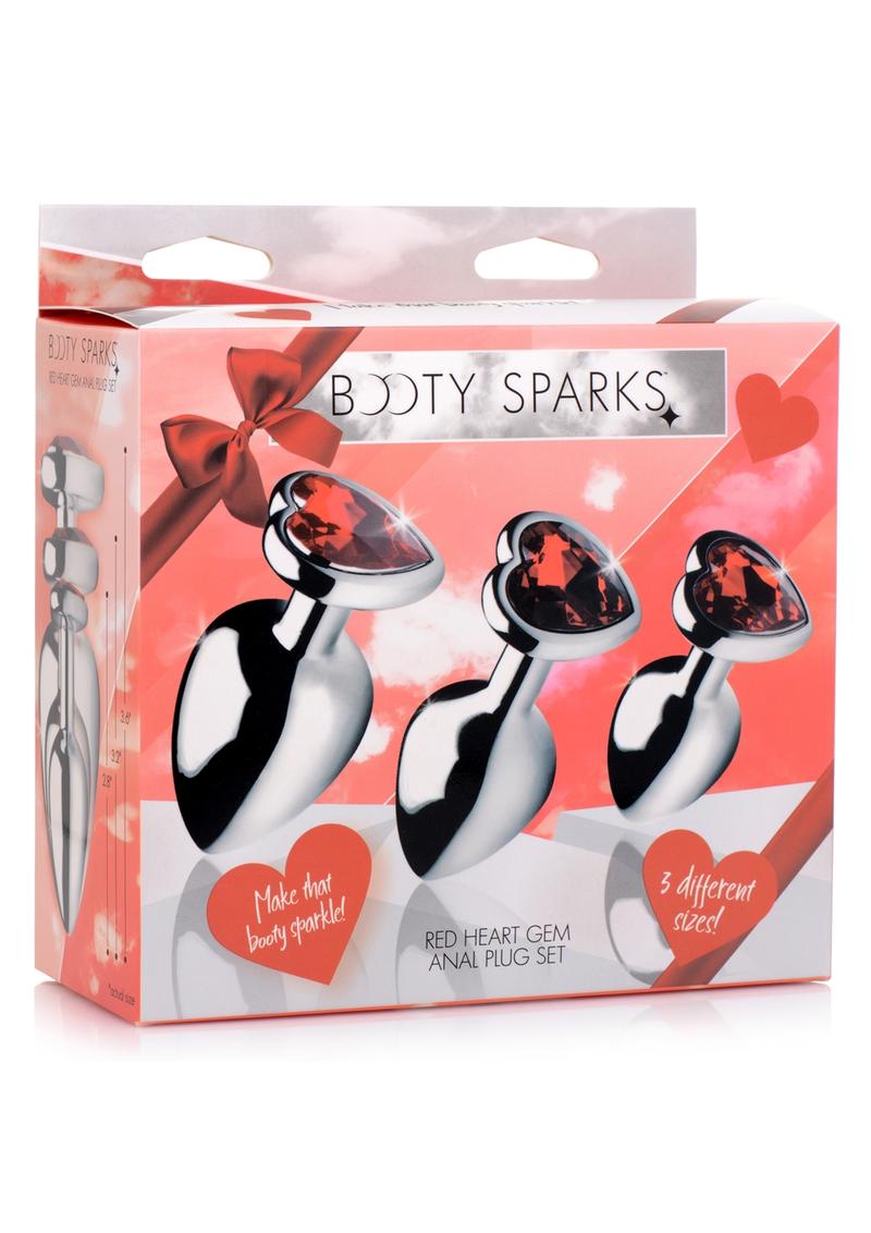 Booty Sparks Red Heart Gem Anal Plug Set