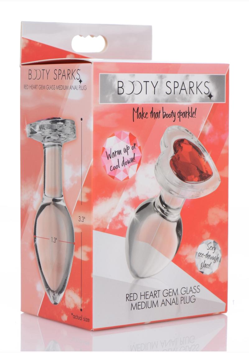 Booty Sparks Red Heart Gem Glass Anal Plug