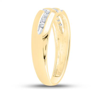 10k Yellow Gold Round Men's Diamond Wedding Band Ring 1/8 Cttw