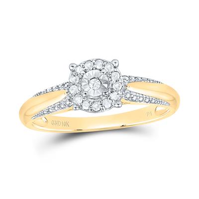 10k Yellow Gold Round Diamond Solitaire Bridal Engagement Ring 1/10 Cttw