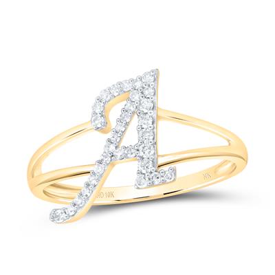 10K YELLOW GOLD 1/5CTW-NATURAL DIAMOND GIFT INITIAL "A" LADIES RING