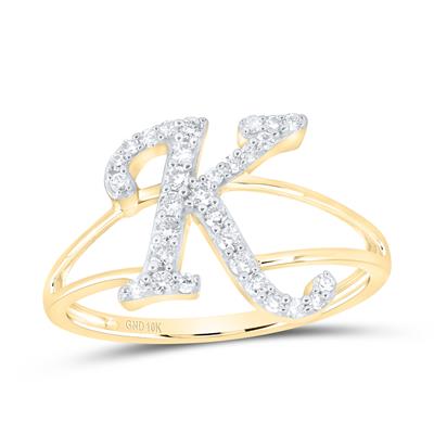 10K YELLOW GOLD 1/4CTW-NATURAL DIAMOND GIFT INITIAL "K" LADIES RING