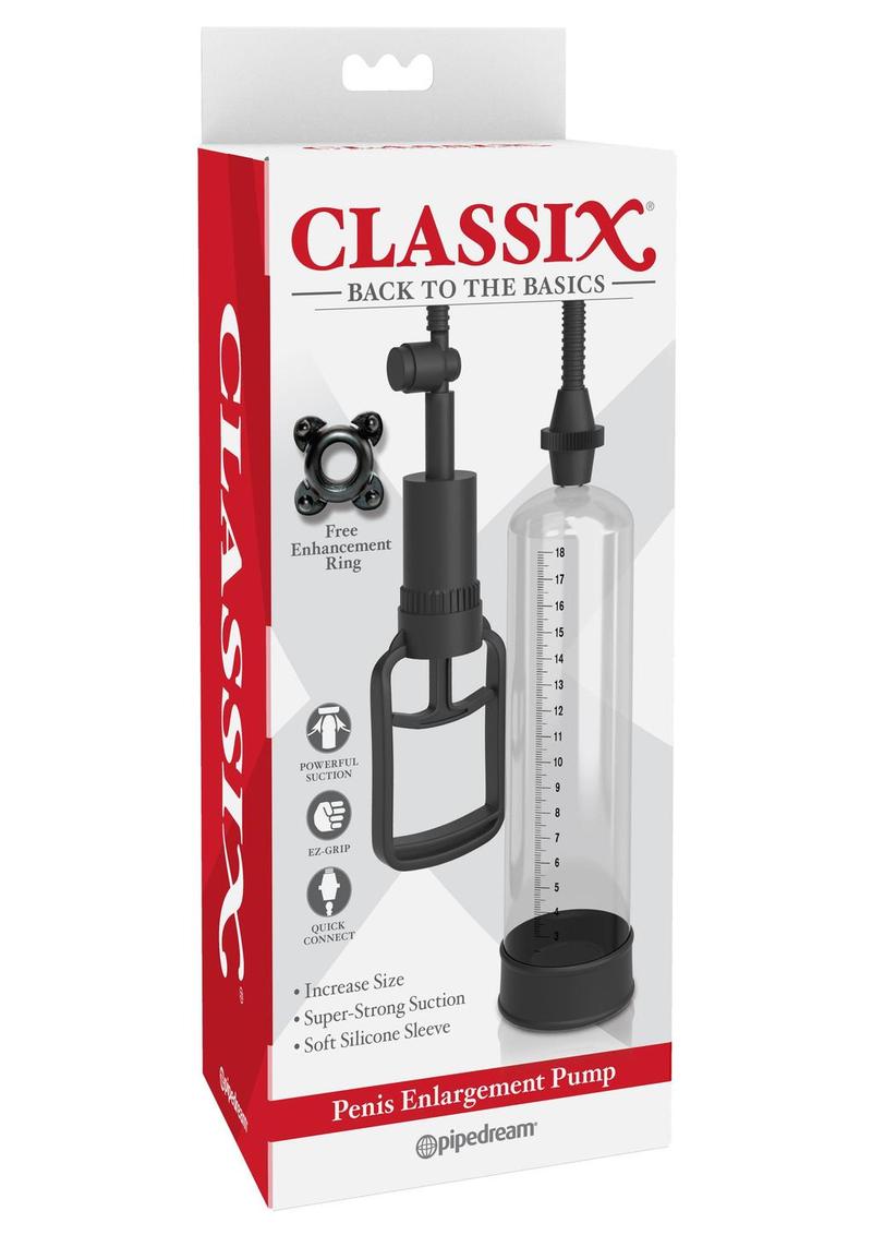 Classix Penis Enlargement Pump with Silicone Sleeve and Enhancement Ring