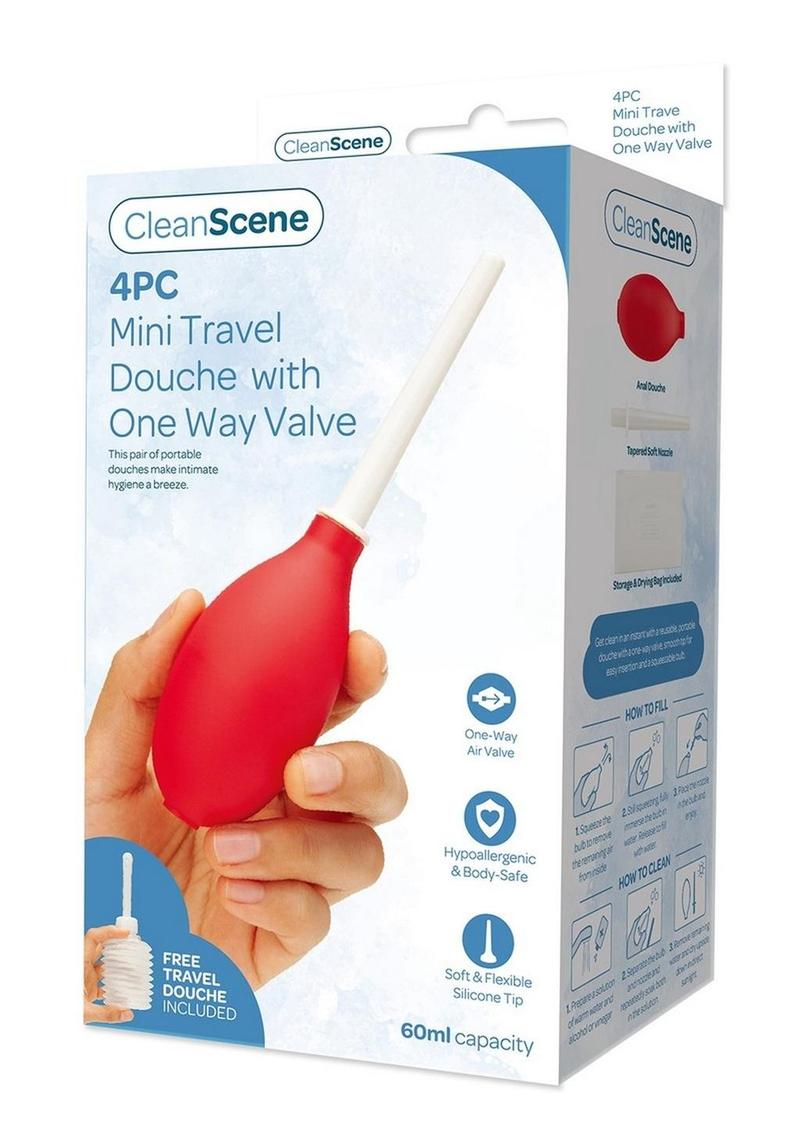 CleanScene 4PC Mini Travel Douche with One Way Valve