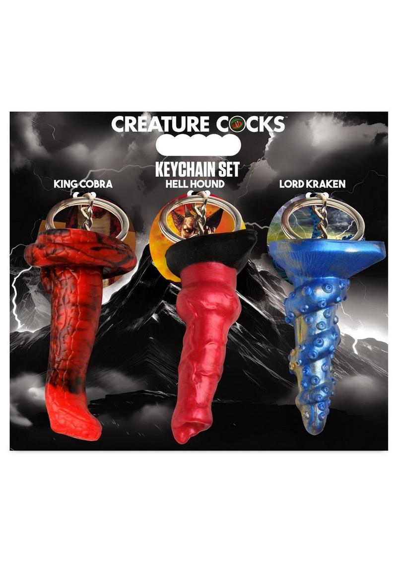 Creature Cocks Keychain Set King Cobra Hell Hound nd Lord Kraken