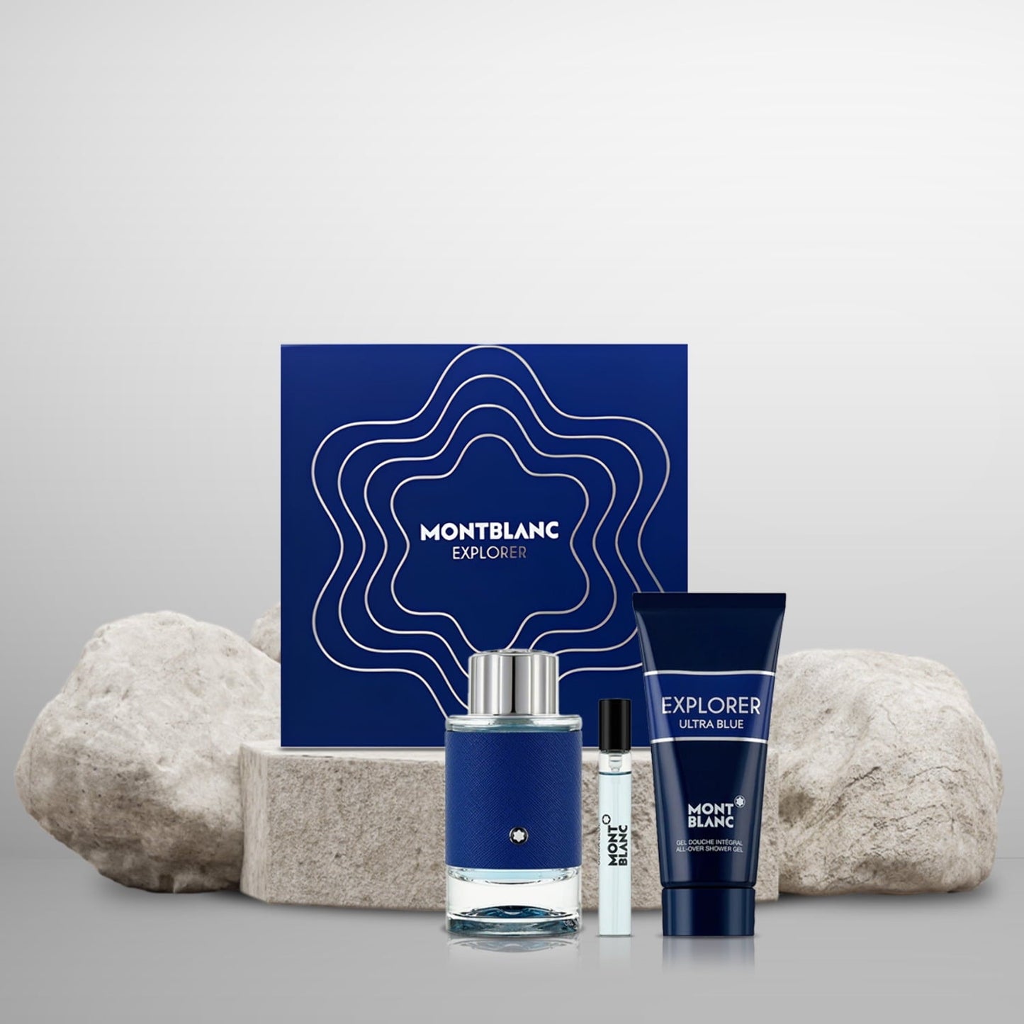 MONTBLANC Explorer Ultra Blue Men Gift Set, Includes: 3.3 Oz EDP, Mini EDP & Gel