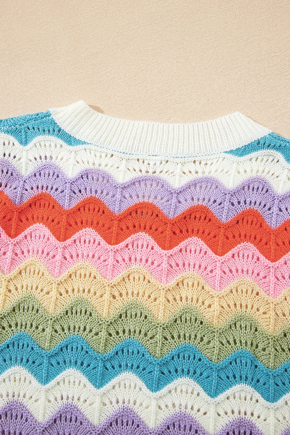 Multicolour Cut Out Scalloped Rainbow Sweater Vest