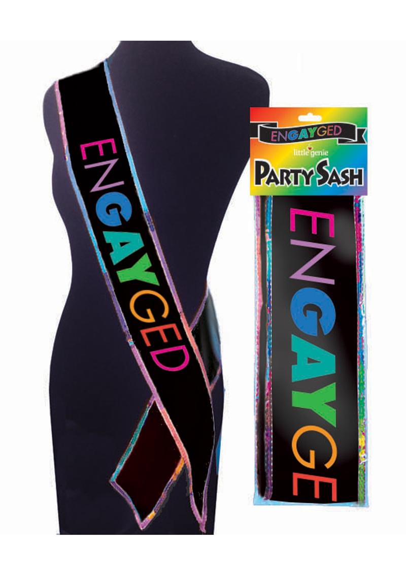 Engayged Pride Party Sash Black with Rainbow Trim