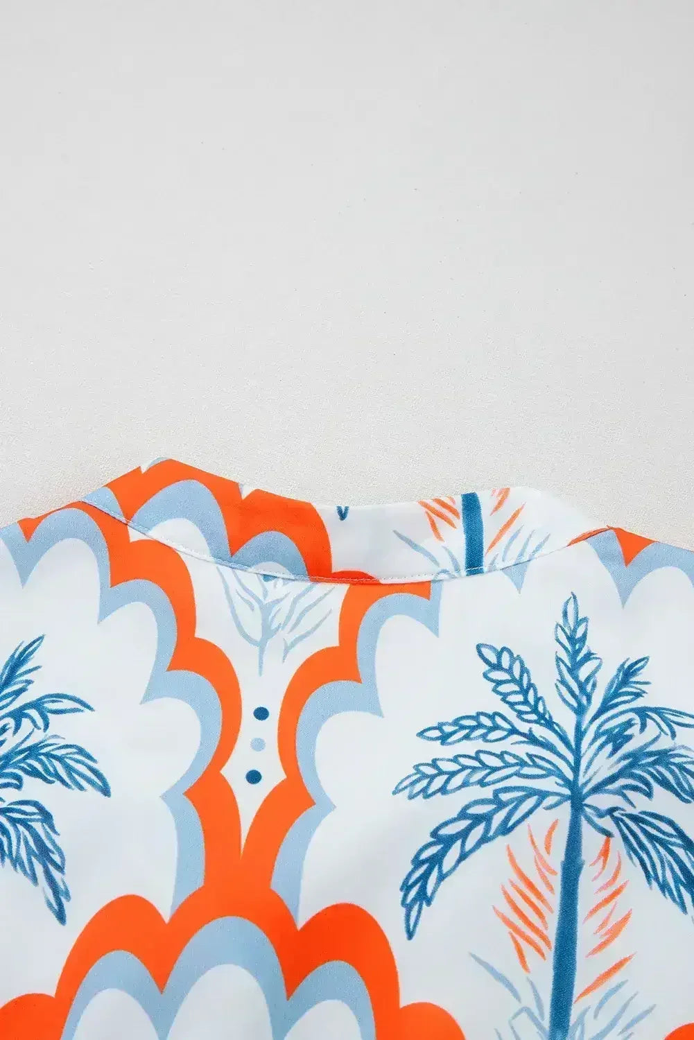 Orange Palm Tree Print Short Sleeve Flowy Dress