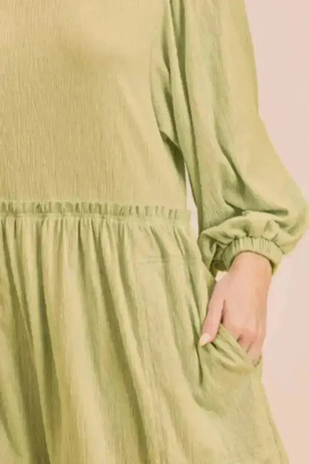 Aemi + Co Frill Round Neck Long Sleeve Romper with Pockets