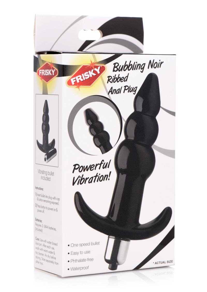 Frisky Bubbling Noir Ribbed Vibrating Butt Plug