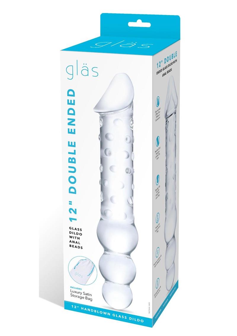 Glas Double Ended Glass Dildo with Anal Beads