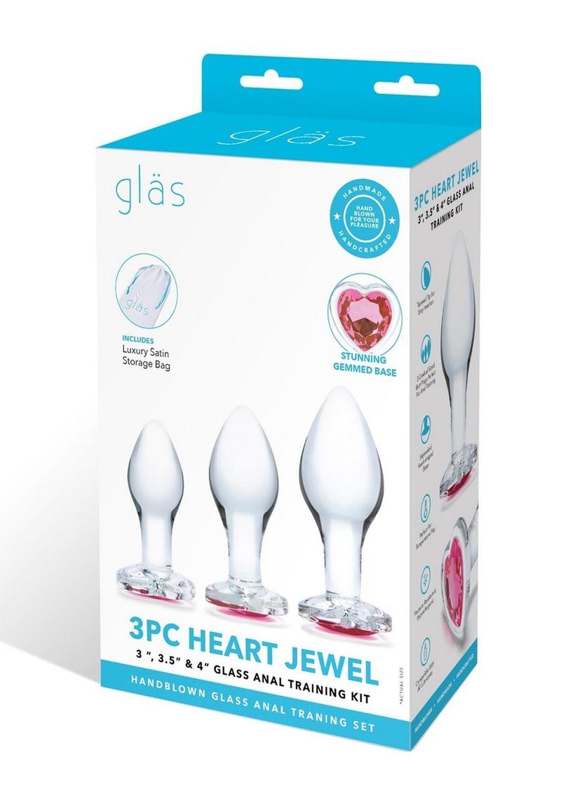 Gläs 3 Piece Heart Jewel Blown Glass Anal Training Kit