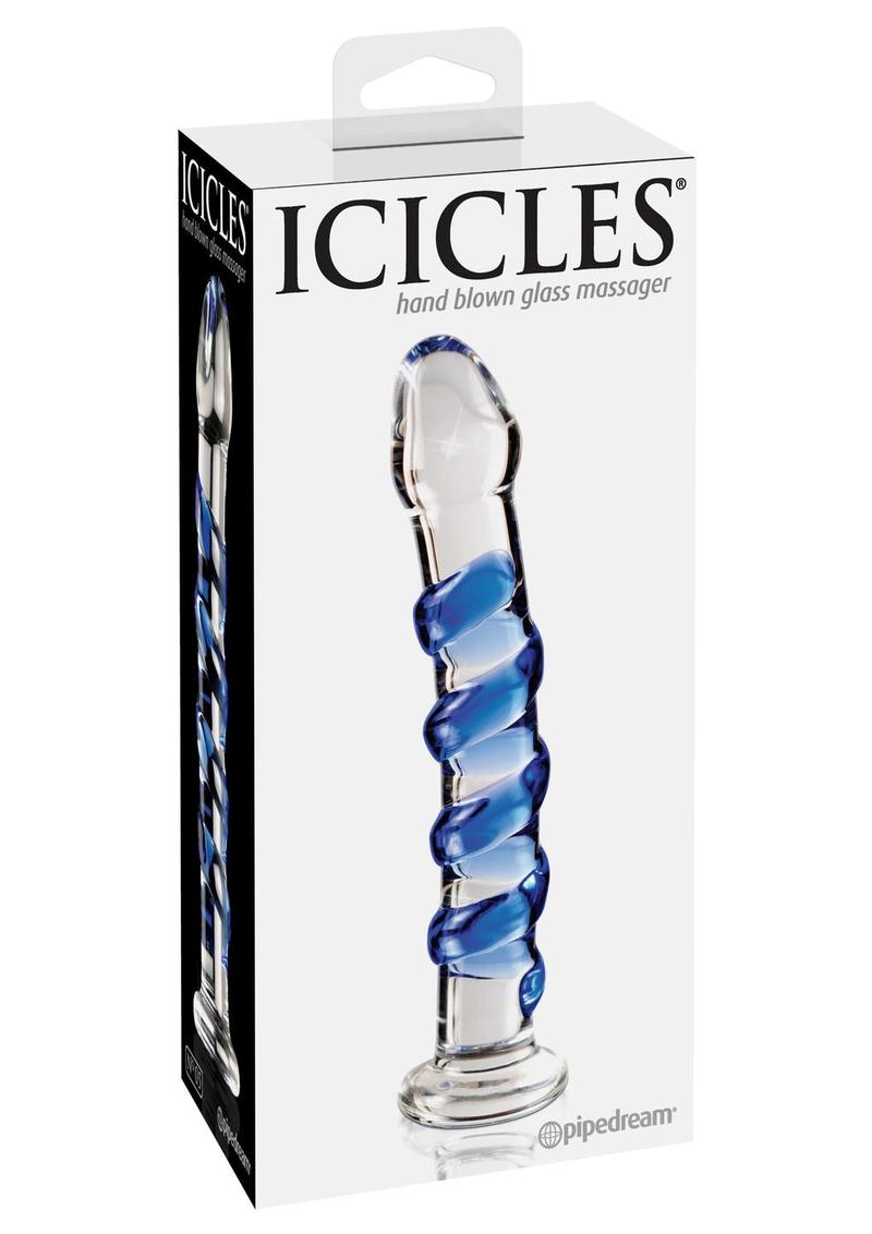 Icicles No. 5 Textured Glass Dildo with Spiral Design