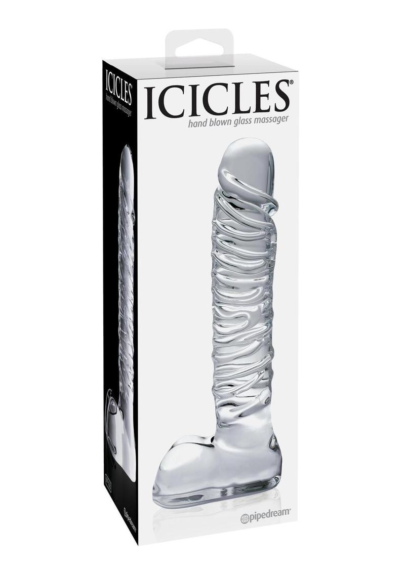 Icicles Textured And Realistic Designed Glass Dildo with Balls