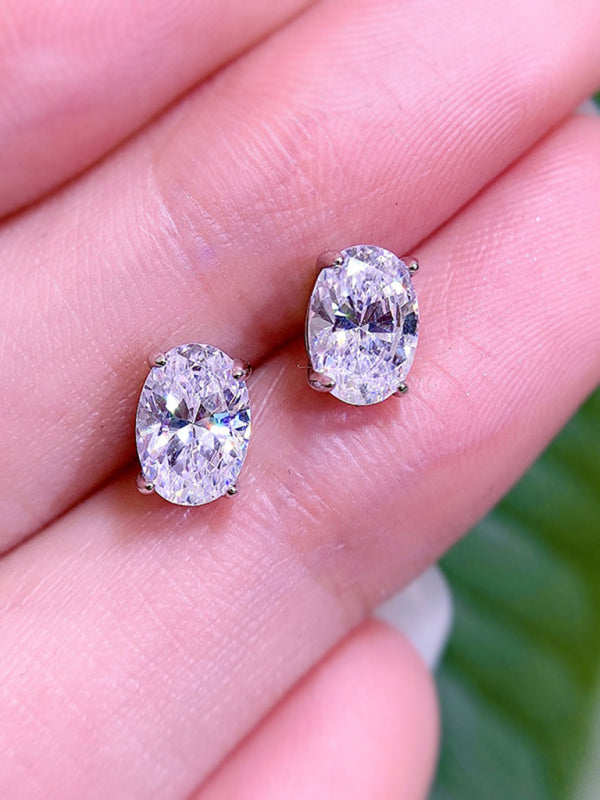 Women's Elegant Zircon Silver Stud Earrings