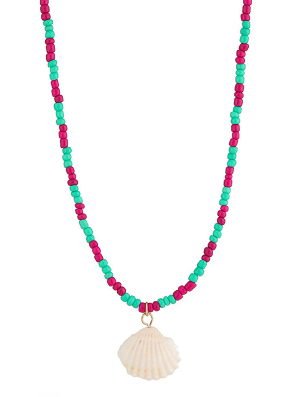 Modern shell detachable stacked beaded necklace