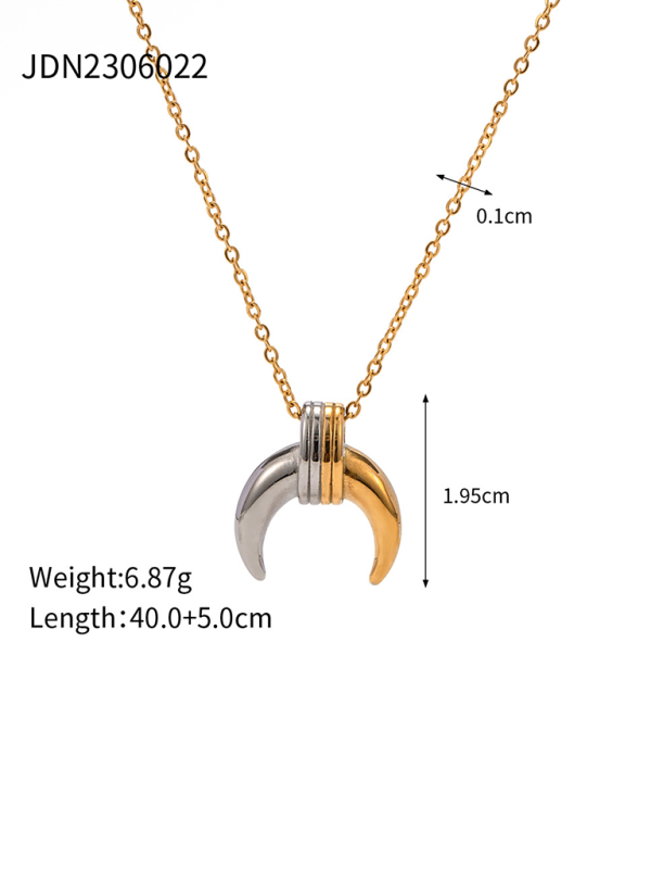 Modern gold and silver color matching moon personality pendant necklace earrings