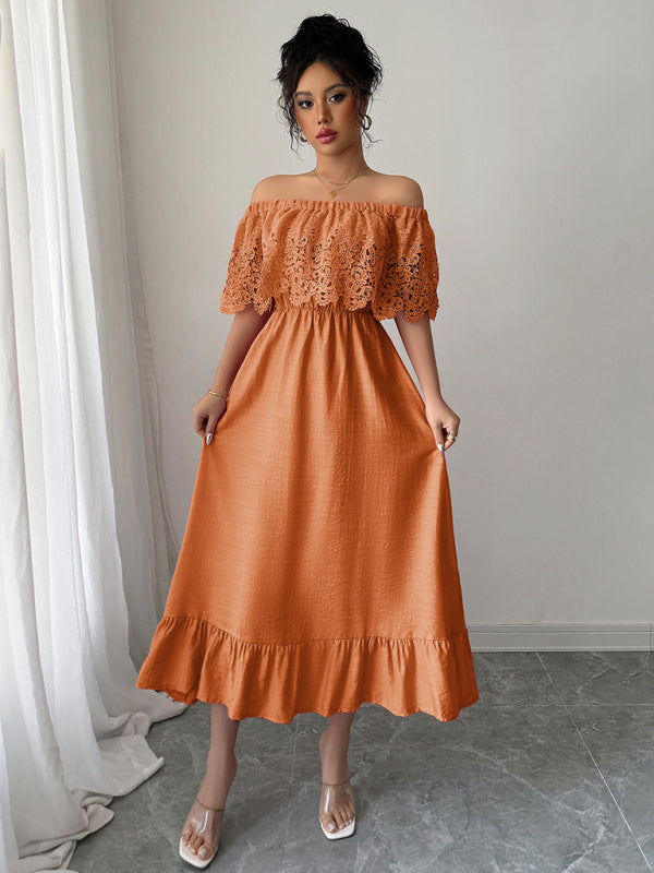 Elegant off-the-shoulder A-line maxi dress