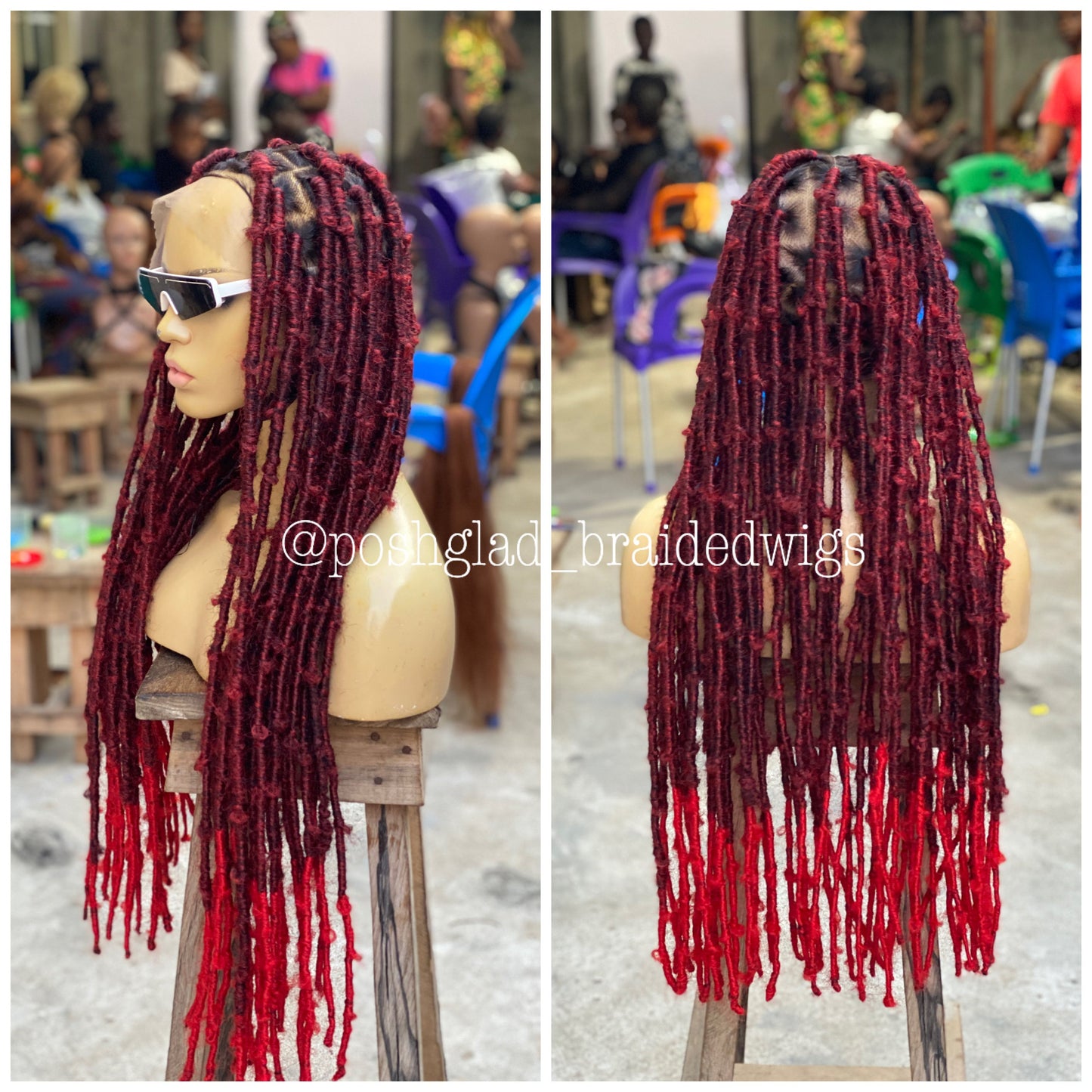 Destress Faux Locs - Wine Color Fire Red Ombré - Rosemary