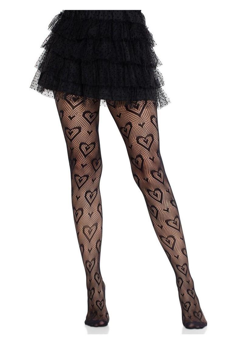 Leg Avenue Double Heart Net Tights