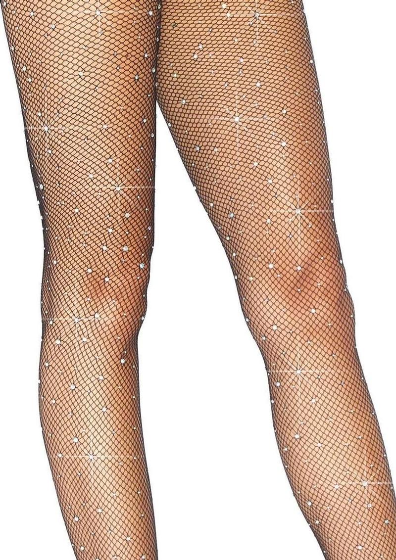 Crystalized Fishnet Tights With Rhinestones