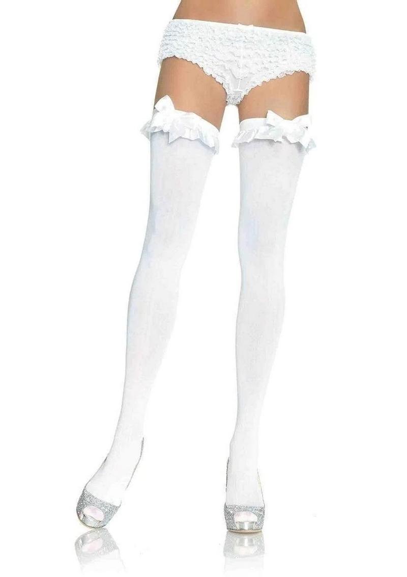Leg Avenue Nylon Over-the-Knee With Ruffle Bow