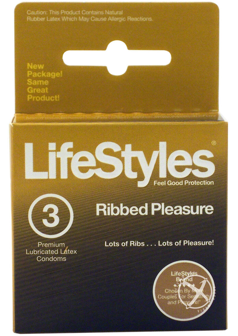 LifeStyles Ribbed Pleasure Condoms 3 Pack