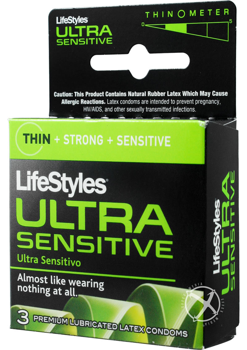 LifeStyles Ultra Sensitive Lubricated Latex Condoms 3 Pack