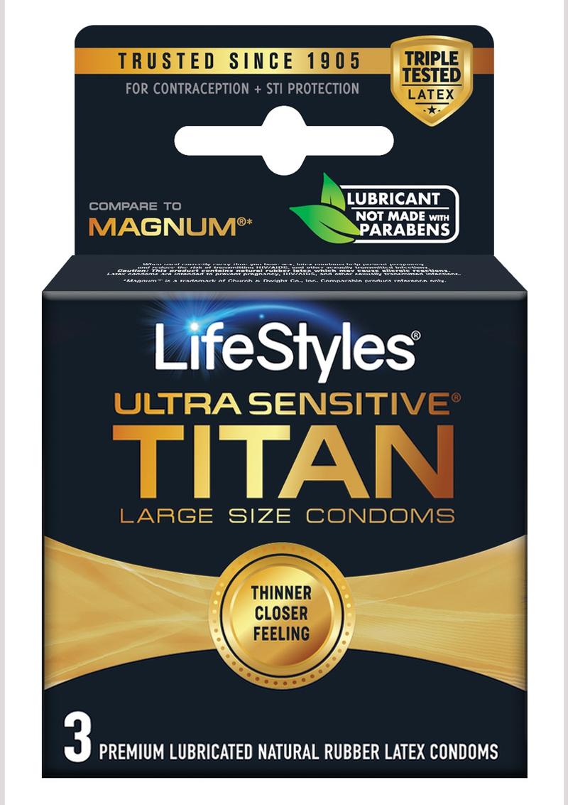 LifeStyles Ultra Sensitive Titan Large Size Condoms 3 Pack