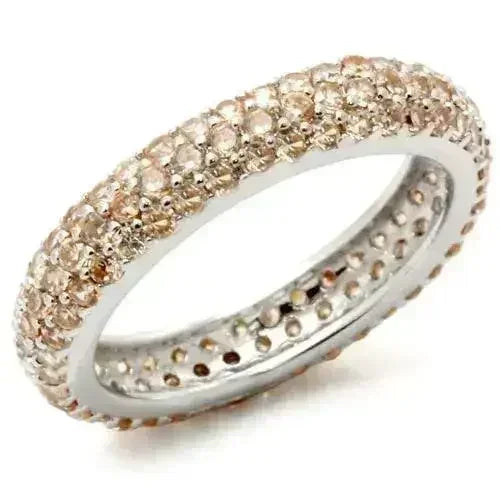 925 Sterling Silver Rhodium Ring – Champagne CZ Elegance