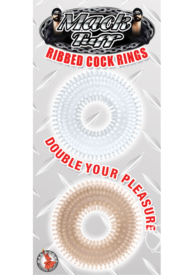 Mack Tuff Ribbed Cock Rings Pack Clear And Smoke