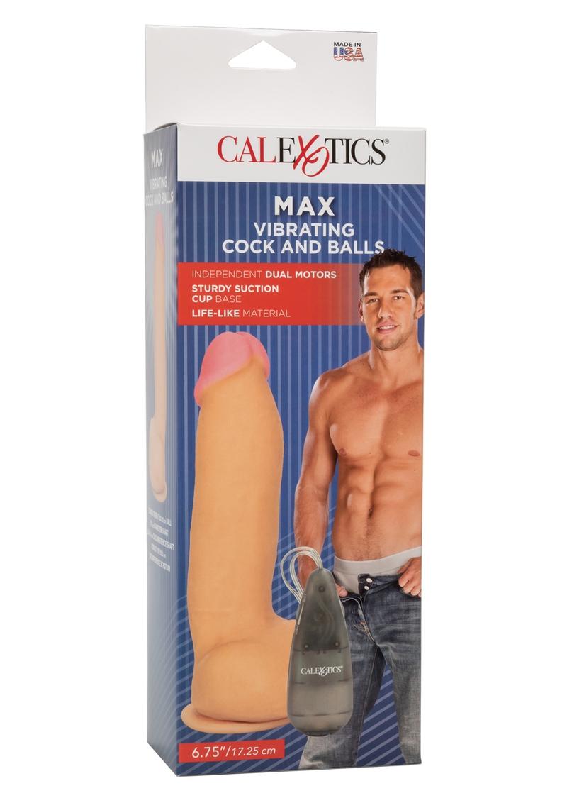Max Vibrating Cock and Balls Dildo with Suction Cup