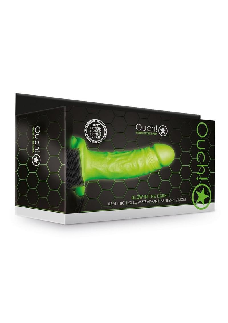 Ouch! Glow-in-the-Dark Hollow Strap-On Realistic Dildo