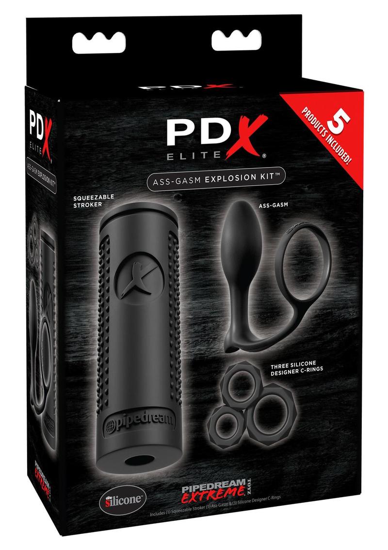 PDX Elite Ass Gasm Explosion Kit Stroker Plug And Designer C Rings