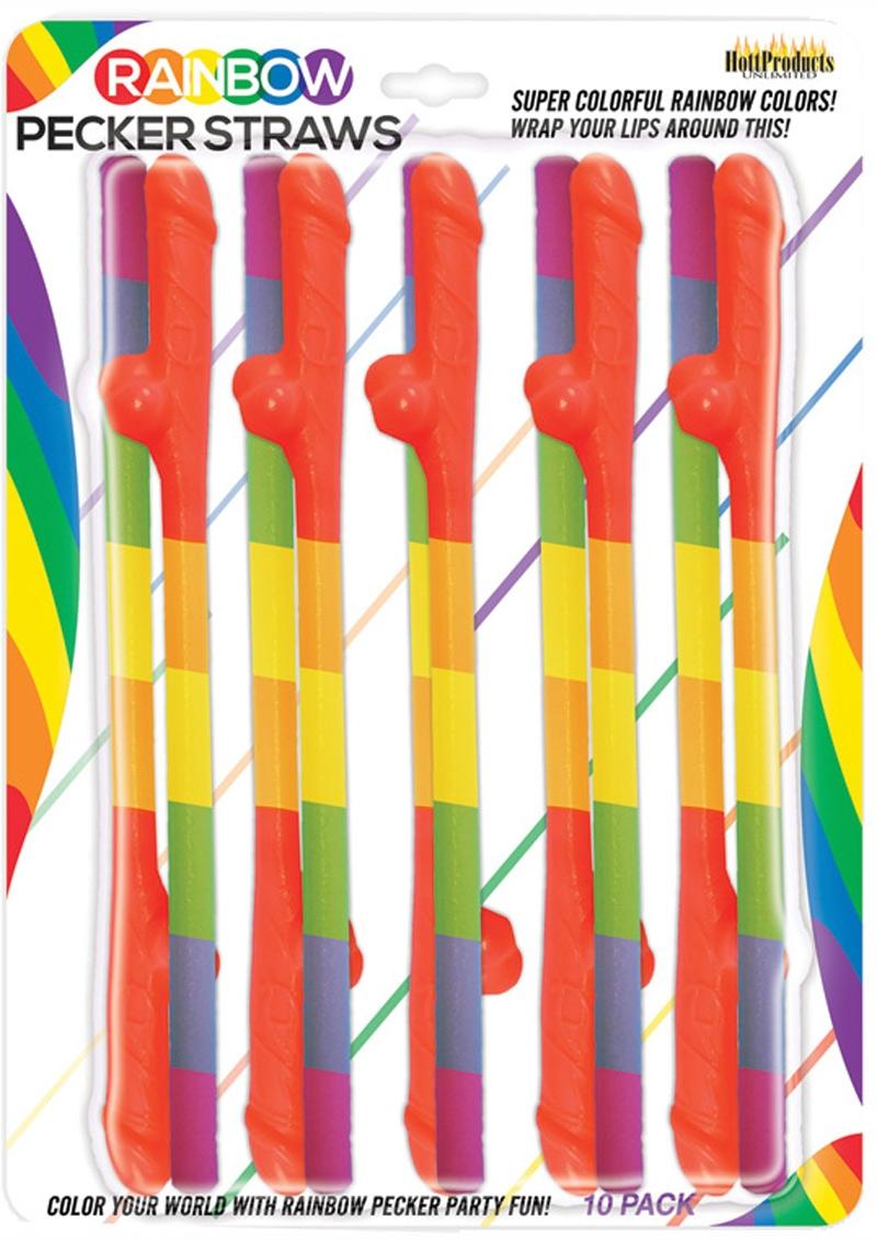 Rainbow Pecker Straws 10 Pack Fun And Colorful Party Drink Accessories