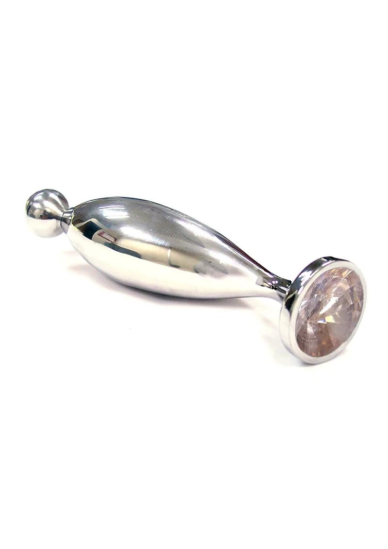 Rouge Fish Tail Stainless Steel Anal Plug Clear Jewel