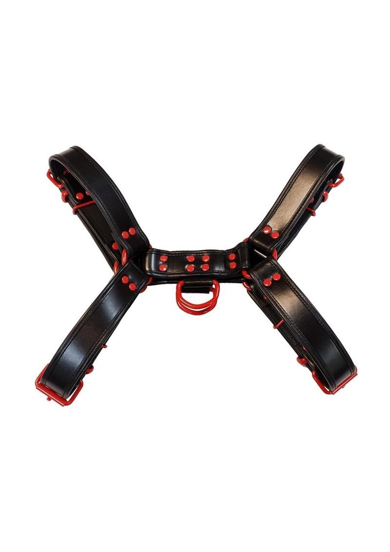 Rouge Leather Over-the-Head Harness Trim And Adjustable Buckles