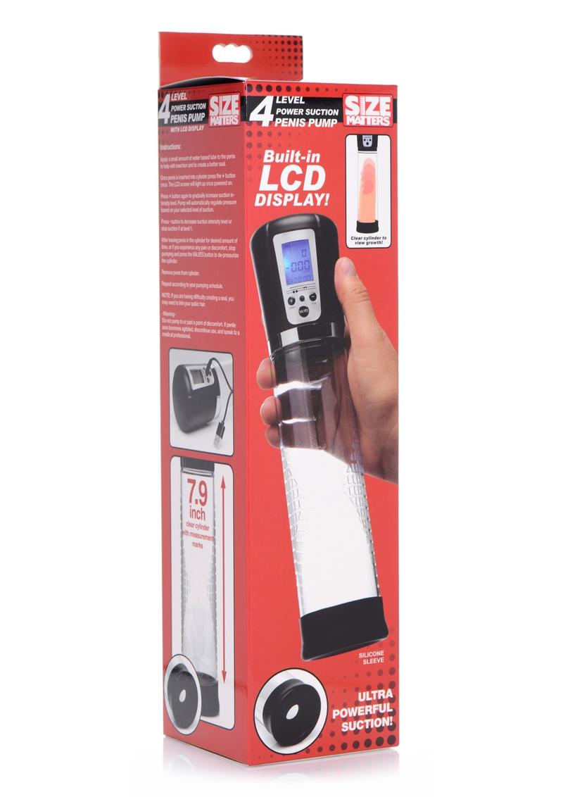 Size Matters 4 Levels Power Suction Penis Pump with Built-In LCD Display