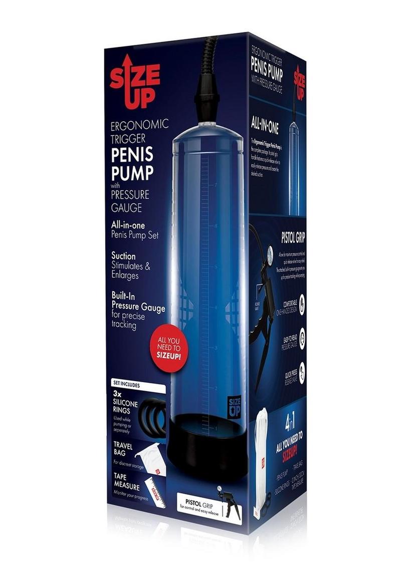 Size Up Ergonomic Trigger Penis Pump with Pressure Gauge Set
