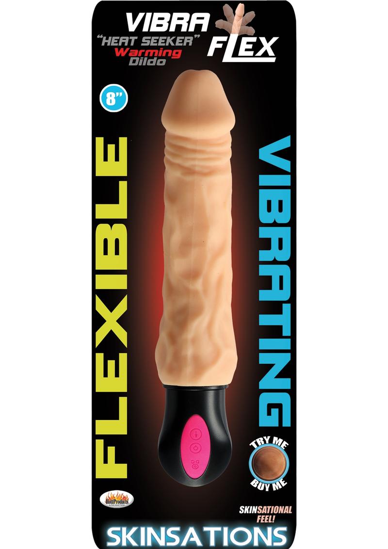 Skinsations Vibra Flex Heat Seeker Warming Dildo 8 Inch Vibrator