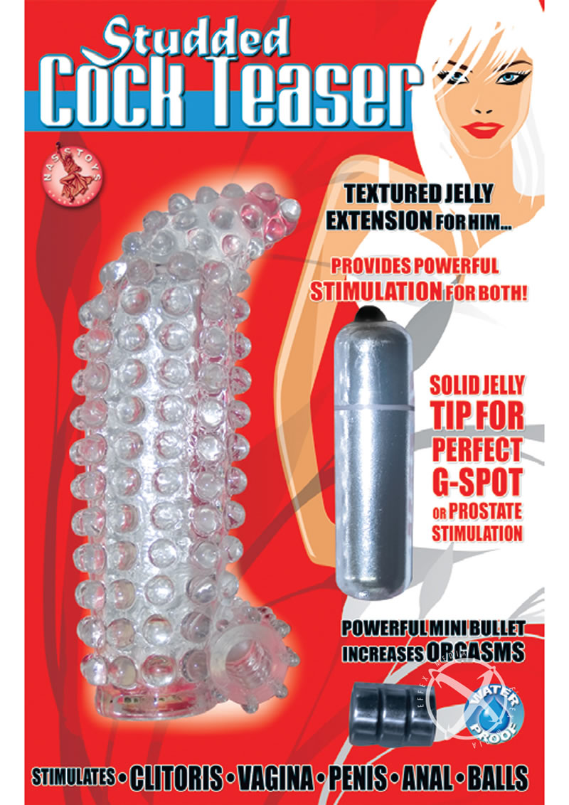 Studded Cock Teaser Vibrating Clear Jelly Penis Extension Sleeve