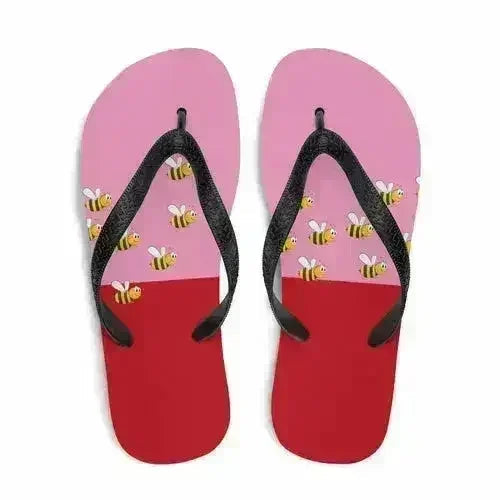 Pink and Red Bee Flip-Flops Adult and Child Flip Flop