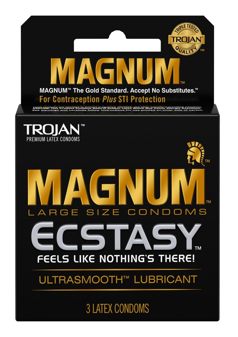 Trojan Magnum Ecstasy Large Size Condoms Ultrasmooth Lubricated 3-Pack