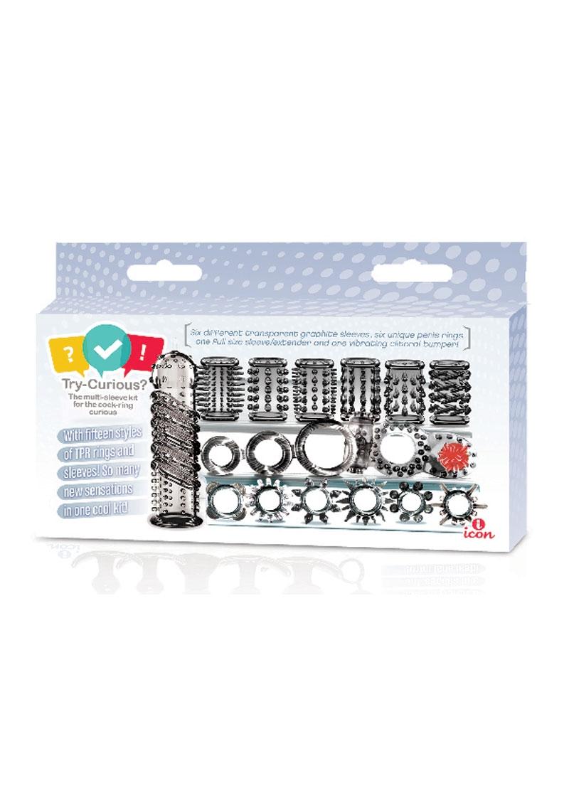 Try-Curious Cock Ring and Sleeve Set Multi-Style TPR Rings and Sleeves