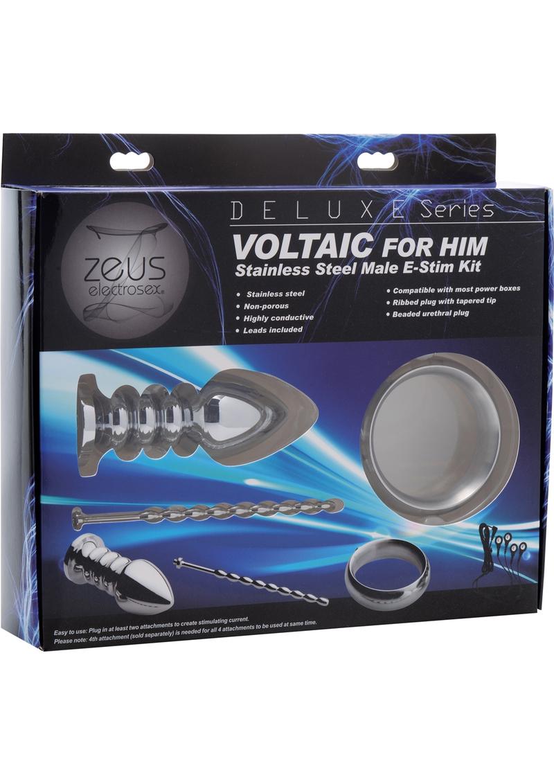 Zeus Electrosex Deluxe Voltaic for Him Stainless Steel E-Stim Kit