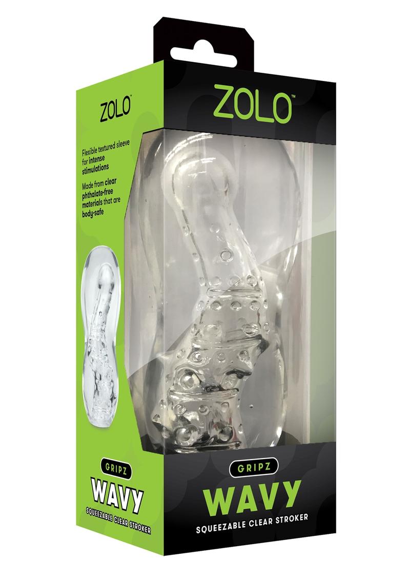 Zolo Gripz Wavy Squeezable Clear Stroker